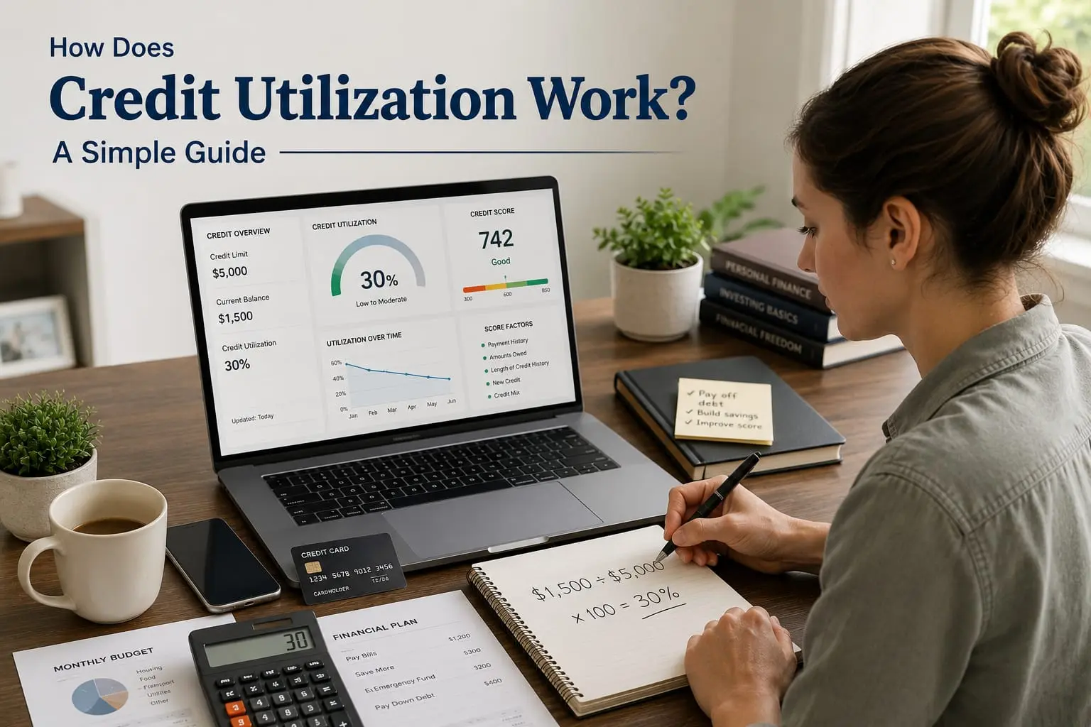Credit utilization ratio guide showing how credit card balance affects credit score